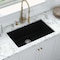 Ruvati 27-inch Fireclay Undermount / Drop-in Topmount Kitchen Sink Single Bowl Black RVL2707BK - alternate 1